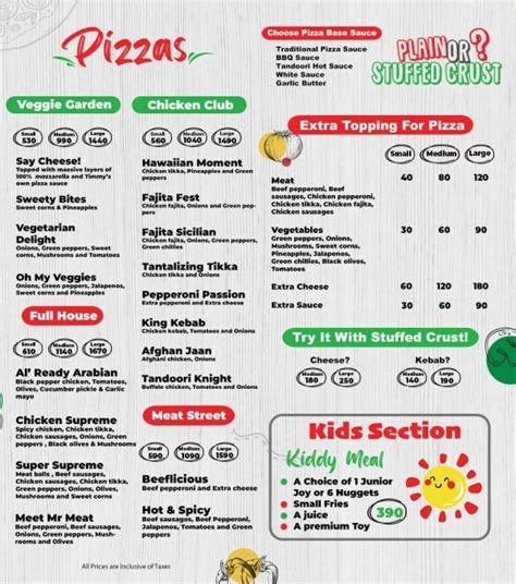 Timmys Pizza Valencia, Branch Lahore .